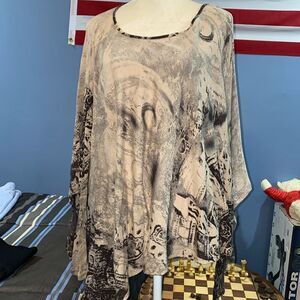 All Saints Long sleeve shirt poncho brown